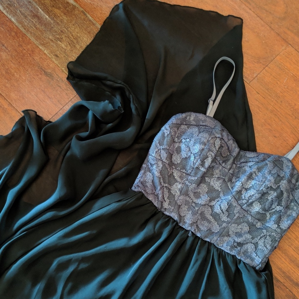 Hi-Low Formal Dress Silver Lace